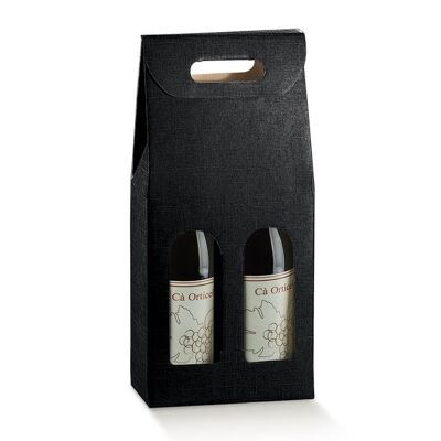 Sacchetto regalo per confezione espositore vino per 2 bottiglie - NERO