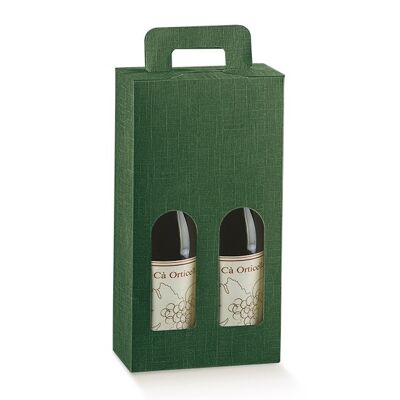 Bolsa de regalo de embalaje de exhibición de vino para 2 botellas - VERDE
