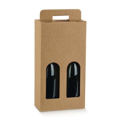 Bolsa de regalo de embalaje de exhibición de vino para 2 botellas - KRAFT