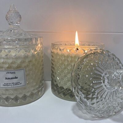 SCENTED CANDLE ALMOND BONBONNIERE 200 G OF 100% VEGETABLE SOYA WAX.