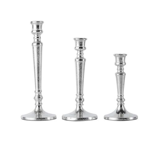 Kerzenständer 3er Set Silber für Stabkerzen 29, 24 und 19 cm