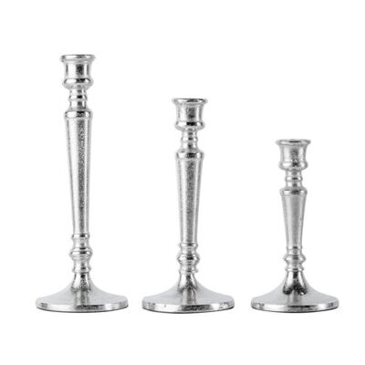 Kerzenständer 3er Set Silber für Stabkerzen 29, 24 und 19 cm