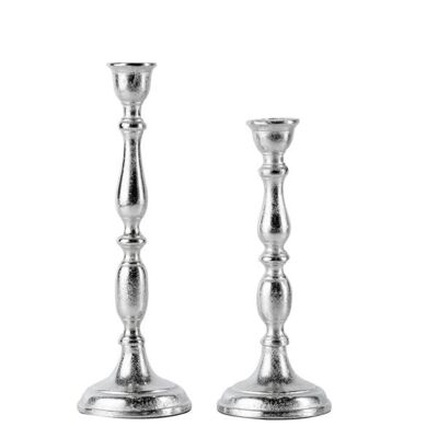 Candlestick set of 2 silver for candles 33 and 27 cm