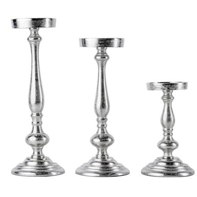 Candlestick set of 3 silver for pillar candles 36, 31 and 21
