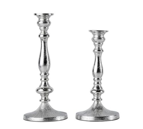 Kerzenständer 2er Set Silber für Stabkerzen 26 und 31 cm