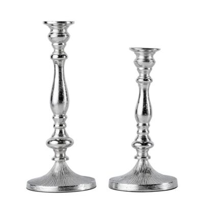 Candlestick set of 2 silver for candles 26 and 31 cm
