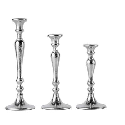 Kerzenständer 3er Set Silber für Stabkerzen 23, 28 und 33 cm
