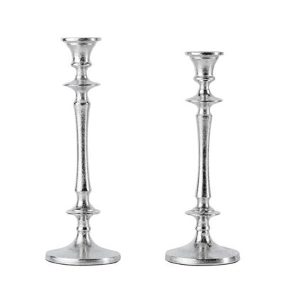 Candlestick set of 2 silver for candles 30 and 32 cm