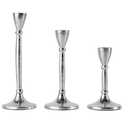 Kerzenständer 3er Set Silber für Stabkerzen 18, 23 und 28 cm
