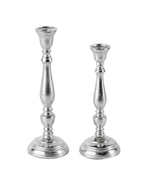 Kerzenständer 2er Set Silber für Stabkerzen 27 und 31 cm