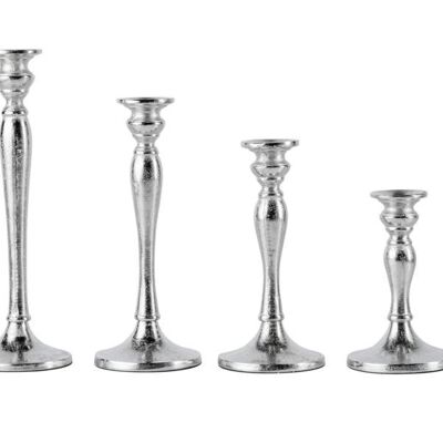 Candlestick set of 4 silver for candles 16, 21, 26 and 30