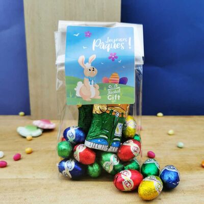 Bag of Easter chocolates – 2 chocolate bunnies with praline eggs x20