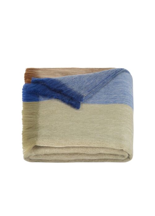 Scarf/Shawl Striped Cobalt Blue,Naturals - Alpaca Wool