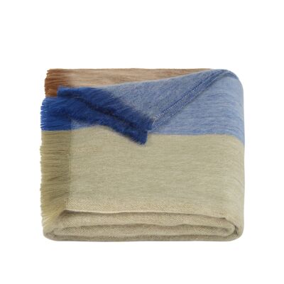 Scarf/Shawl Striped Cobalt Blue,Naturals - Alpaca Wool