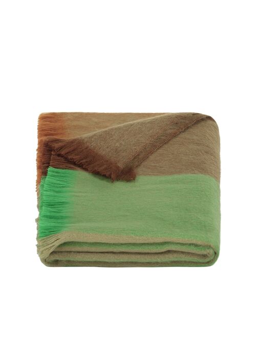 Scarf/Shawl Striped Green,Brown,Naturals - Alpaca Wool