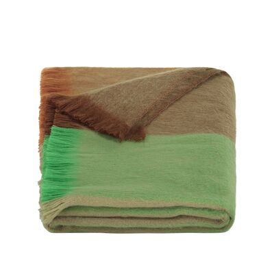 Scarf/Shawl Striped Green,Brown,Naturals - Alpaca Wool