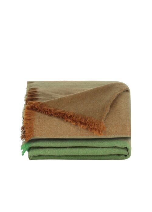 Plaid/Throw Striped Green, Brown, Naturals - Alpaca Wool