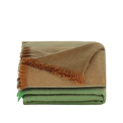 Plaid/Throw Striped Green, Brown, Naturals - Alpaca Wool