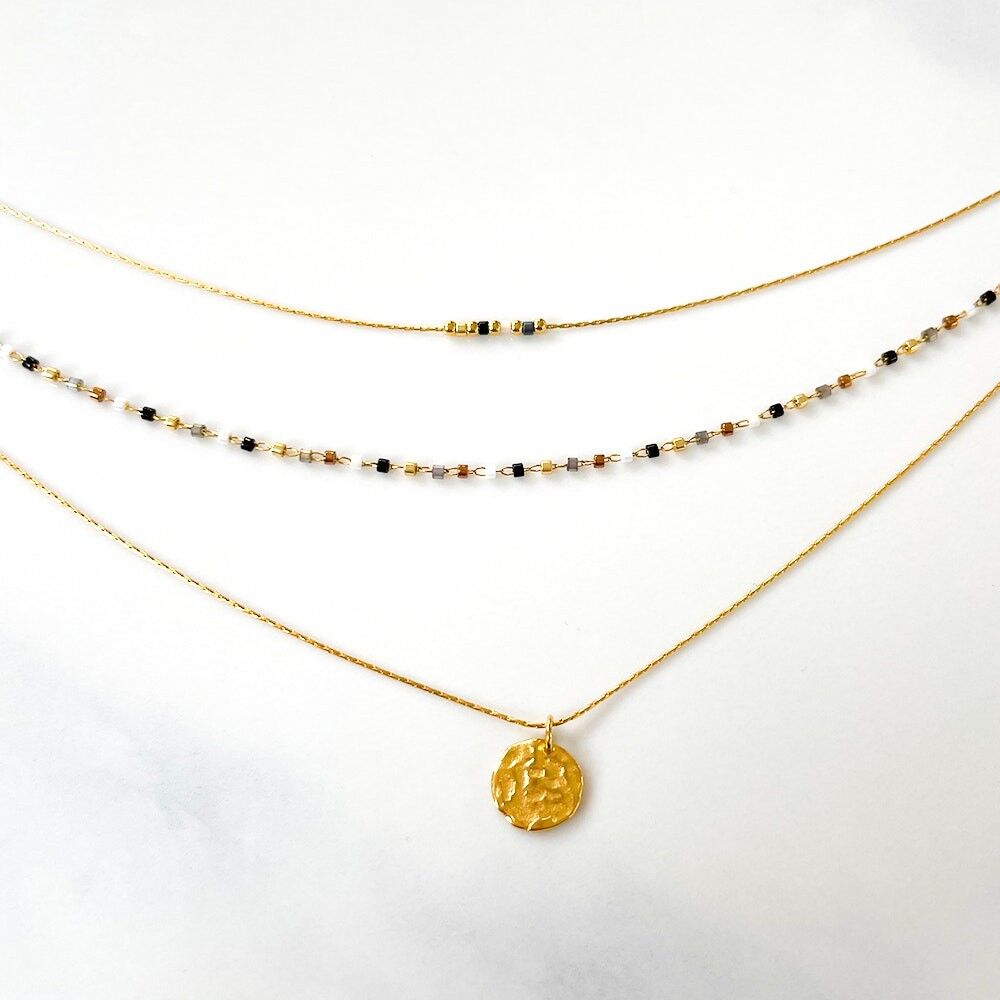 Halskette Miyuki Triple SCHWARZ