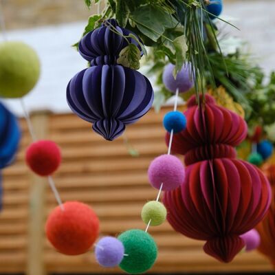 Indian Recycled Paper Fold-Away Bauble Decoration