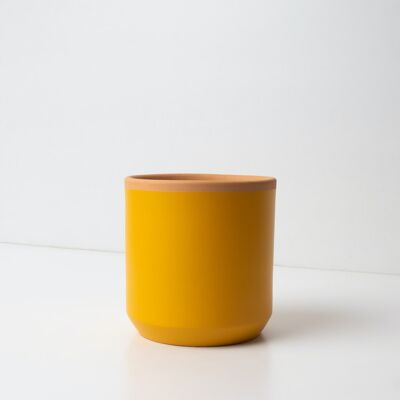 Saffron yellow handmade flower pot