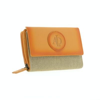 Leather and canvas wallet for women in medium size