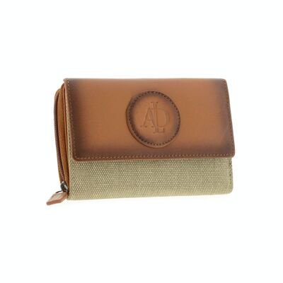 Women's medium leather and canvas wallet