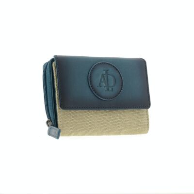 Women's small leather and canvas wallet