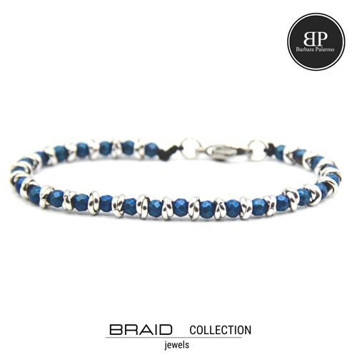 Bracciale nautico acciaio ed ematite Braid