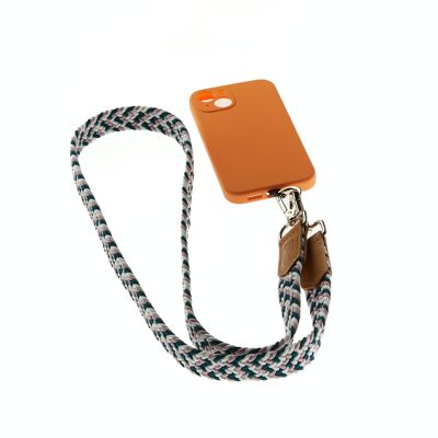 Rosa, grün, rosa, weiß, geflochtenes Telefon-Lanyard