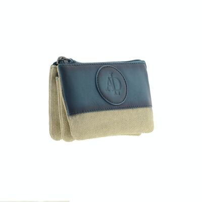 Leather and canvas card holder purse