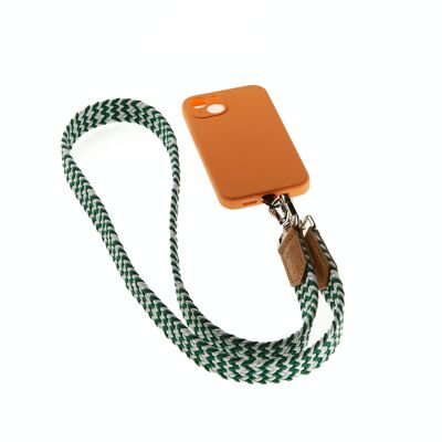 Green White Braided Phone Lanyard