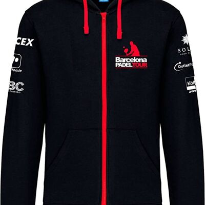 Sweatshirt with Zip and Hood - for Man - Barcelona Padel Tour - Cotton - with Special Padel Print