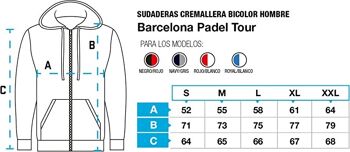 Sweat-shirt avec fermeture éclair et capuche - pour homme - Barcelona Padel Tour - Coton - avec imprimé spécial Padel 5