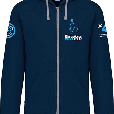 Sudadera con Capucha y Cremallera con Logo - para Hombre - Barcelona Padel Tour - Algodón - con Estampación Especial de Pádel