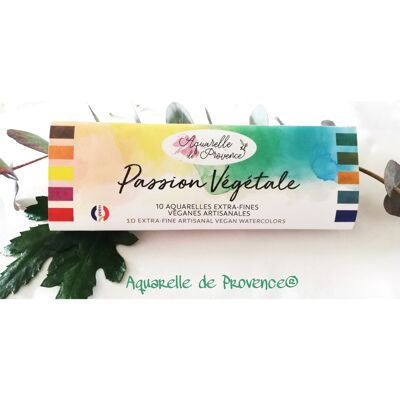 PASSION VEGETALE Palette 10 extrafeine, handwerklich hergestellte vegane Wasserfarben