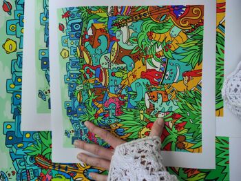 Bongo City: Brasil Tropical Jungle Art Giclée Print affiche d'illustration graphique sur les voyages, la musique du monde et les percussions 4