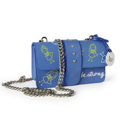 LEATHER CLUTCH WITH FLAP AND SILVER CHAIN ​​SHOULDER STRAP - B352 SUPERGIRL