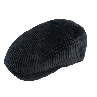 Casquette plate/Béret - Velours côtelé noir