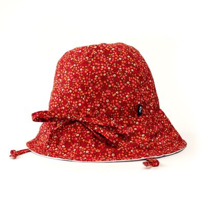 Cappello da pescatore per bebè anti-UV - Liberty rosso