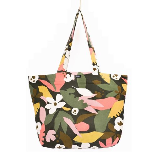 SAC CABAS - Feuilles roses