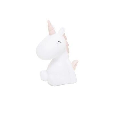Mini luz de noche infantil LED unicornio blanco melena rosa - DHINK