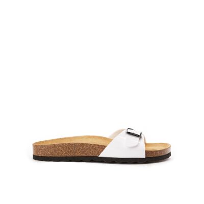 AGATA band slipper in white eco-leather for women. Supplier code MD1062