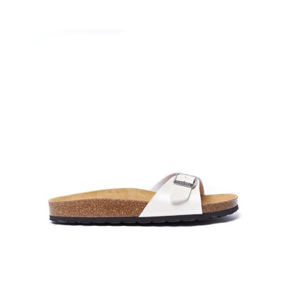 AGATA band slipper in white eco-leather for women. Supplier code MD1067