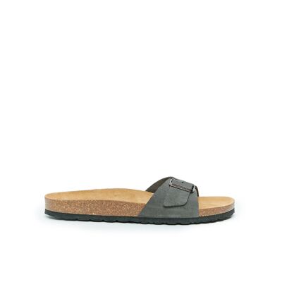 AGATA band slipper in gray leather for MEN. Supplier code MD1092