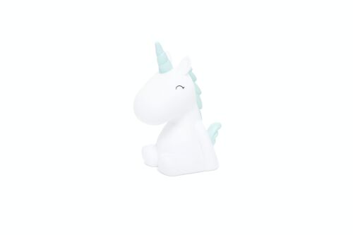 Mini veilleuse enfant LED Licorne blanche crinière bleue - DHINK