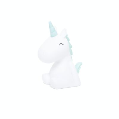 Mini-Kinder-LED-Nachtlicht weißes Einhorn blaue Mähne - DHINK