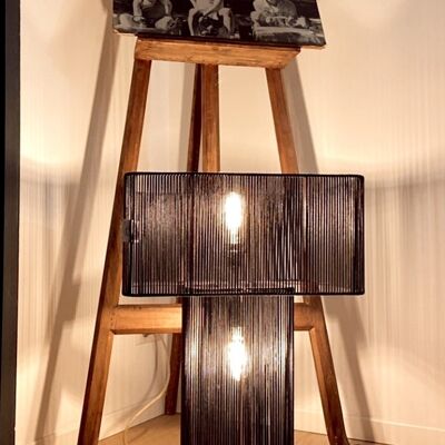 Lampe double Champignon // coton ciré noir - Collection STRAIGHT