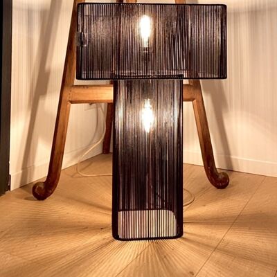 Lampe double Champignon // coton ciré noir - Collection STRAIGHT