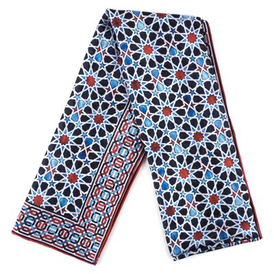 Blue black and red silk scarf Fatima